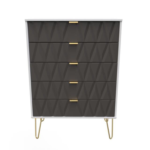 Ready Assembled 2 U Dallas 5 Drawer Chest (Ready Assembled) in Dark Grey - image 1