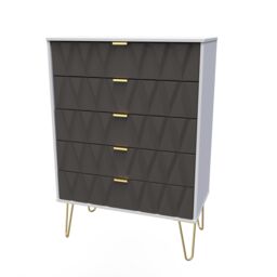 Ready Assembled 2 U Dallas 5 Drawer Chest (Ready Assembled) in Dark Grey - thumbnail 3