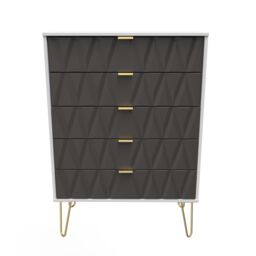 Ready Assembled 2 U Dallas 5 Drawer Chest (Ready Assembled) in Dark Grey - thumbnail 1