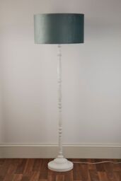 Lighting Collection Satin Brass Navy Shade Touch Table Lamp in Gold - thumbnail 4