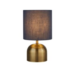 Lighting Collection Satin Brass Navy Shade Touch Table Lamp in Gold - thumbnail 1