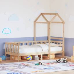 Berkfield Home Beautiful Day Bed with Roof without Mattress 80x200 cm Solid Wood in Tan - thumbnail 2