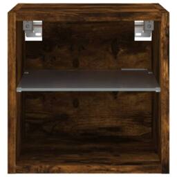Berkfield Home TV Wall Cabinets with LED Lights 2 pcs Smoked Oak 30x28.5x30 cm in Brown - thumbnail 9