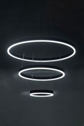 Living and Home 3 Ring LED Pendant Light Cool White Light in Black - thumbnail 3