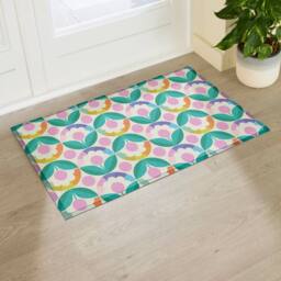 Artsy Mats Elizabeth Olwen Petal Pink Dots Indoor/Outdoor Doormat (90x60cm) in Cream - Size: 60 x 90 cm - thumbnail 1