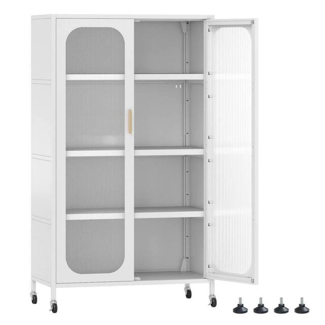 KORVIXA 5-Tier Tall Kitchen Pantry with Adjustable Shelves in White - Size: 100 cm x 100 cm - image 1