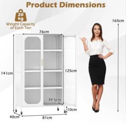 KORVIXA 5-Tier Tall Kitchen Pantry with Adjustable Shelves in White - Size: 100 cm x 100 cm - thumbnail 2