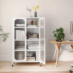 KORVIXA 5-Tier Tall Kitchen Pantry with Adjustable Shelves in White - Size: 100 cm x 100 cm - thumbnail 3