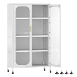 KORVIXA 5-Tier Tall Kitchen Pantry with Adjustable Shelves in White - Size: 100 cm x 100 cm