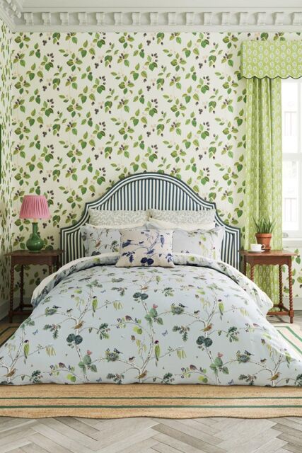 Sanderson 'Woodland Chorus' Cotton Sateen Duvet Cover Set in Light Blue - Size: King - image 1