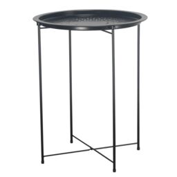 EONLION Black Folding Metal Round Bistro Coffee Table Patio Indoor Outdoor Furniture - thumbnail 4