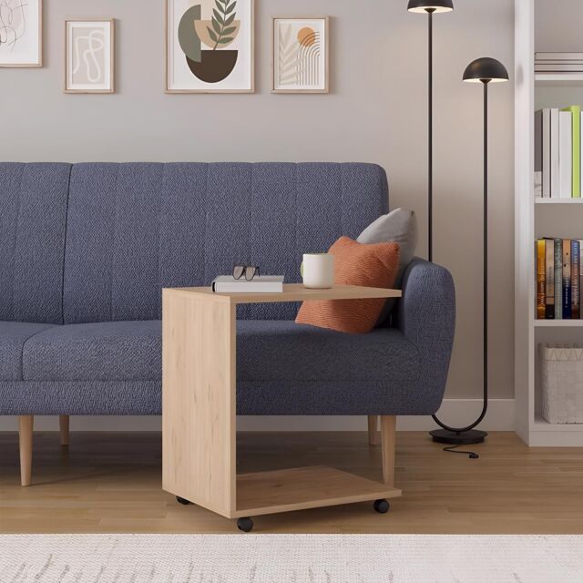 FWStyle Oak Effect Mobile Sofa End Laptop Table in Brown - image 1