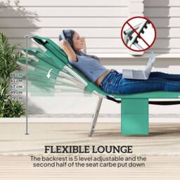 NESTLUNE 2 Sun Loungers with Reading Hole, Folding Garden Lounger in Green - Size: 100 cm x 15 cm - thumbnail 5
