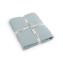 Native Natural Aqua Double 100% Linen Fitted Sheet (140x190cm) in Blue - Size: Double Fitted - thumbnail 2