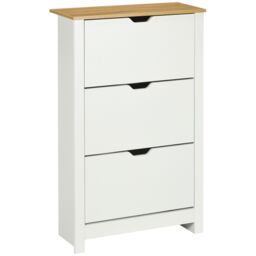 HOMCOM 18-Shoe Storage Cabinet 6 Shelves 3 Drawers Tabletop 4 Legs Modern White - thumbnail 2