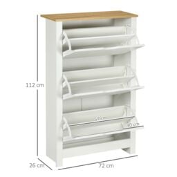 HOMCOM 18-Shoe Storage Cabinet 6 Shelves 3 Drawers Tabletop 4 Legs Modern White - thumbnail 3