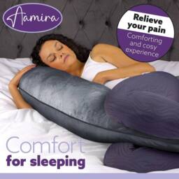 Aamira Dark Grey Pregnancy Maternity Pillow, 140x65x20cm C Shaped Memory Foam - Size: 140 x 65 x 20 cm - thumbnail 7