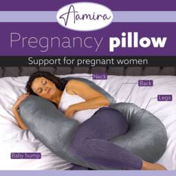 Aamira Dark Grey Pregnancy Maternity Pillow, 140x65x20cm C Shaped Memory Foam - Size: 140 x 65 x 20 cm - thumbnail 2