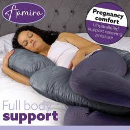 Aamira Dark Grey Pregnancy Maternity Pillow, 140x65x20cm C Shaped Memory Foam - Size: 140 x 65 x 20 cm - thumbnail 6