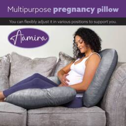 Aamira Dark Grey Pregnancy Maternity Pillow, 140x65x20cm C Shaped Memory Foam - Size: 140 x 65 x 20 cm - thumbnail 9