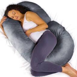 Aamira Dark Grey Pregnancy Maternity Pillow, 140x65x20cm C Shaped Memory Foam - Size: 140 x 65 x 20 cm - thumbnail 1