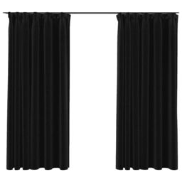 Berkfield Home Linen-Look Blackout Curtains with Hooks 2 pcs Anthracite 140x175 cm - thumbnail 2