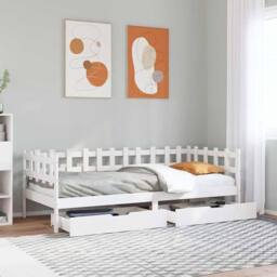 Berkfield Home Daybed with Drawers without Mattress White 80x200 cm Solid Wood - thumbnail 2