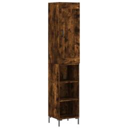 Berkfield Home Highboard Smoked Oak 34.5x34x180 cm Engineered Wood in Brown - thumbnail 1