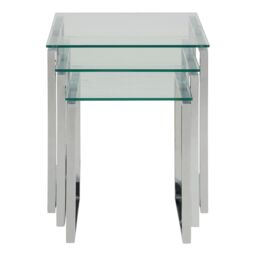 Furniture To Go Katrine Nest of Tables with Glass Top Set of 3 in Silver - thumbnail 2