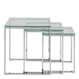 Furniture To Go Katrine Nest of Tables with Glass Top Set of 3 in Silver - thumbnail 3