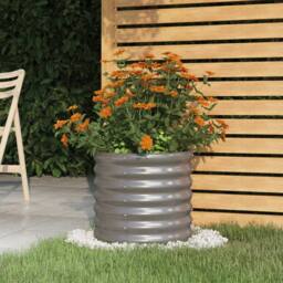 Berkfield Home Durable Garden Planter Powder-coated Steel 40x40x36 cm Grey - Size: 40 x 40 x 36 cm - thumbnail 2