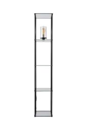 ValueLights Gobie Metal Frame with Glass Storage Shelf Floor Lamp with LED Bulb in Black - thumbnail 6