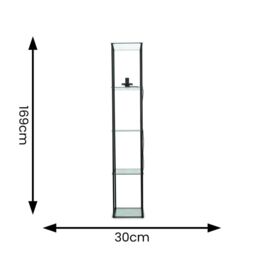 ValueLights Gobie Metal Frame with Glass Storage Shelf Floor Lamp with LED Bulb in Black - thumbnail 7