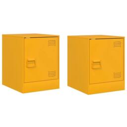 Berkfield Home Bedside Cabinets 2 pcs Mustard Yellow 34.5x39x44 cm Steel - thumbnail 1