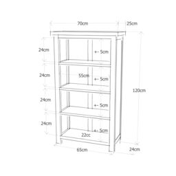 Cabinet Bits Bookcase 120x70x25cm in Light Brown - Size: 120 x 70 x 25 cm - thumbnail 6