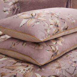 Voyage Maison Floella Printed Piped 100% Cotton Pillowcases in Purple