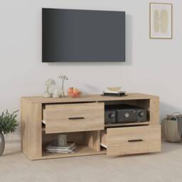 Berkfield Home TV Cabinet Sonoma Oak 100x35x40 cm Engineered Wood in Brown - Size: 100 x 35 x 40 cm - thumbnail 1