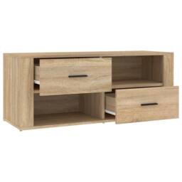 Berkfield Home TV Cabinet Sonoma Oak 100x35x40 cm Engineered Wood in Brown - Size: 100 x 35 x 40 cm - thumbnail 7
