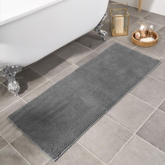 OHS Chenille Bath Mat Noodle Absorbent Non-Slip Soft Shower in Charcoal - image 1