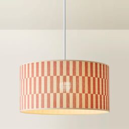 ValueLights Lori Orange Checker Bamboo Drum Easy Fit Light Lamp Shade with Bulb - thumbnail 3