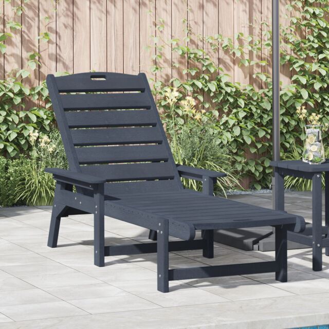 Berkfield Home Sun Lounger Navy Blue 53x162x98.5 cm HDPE - image 1