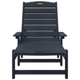 Berkfield Home Sun Lounger Navy Blue 53x162x98.5 cm HDPE - thumbnail 4