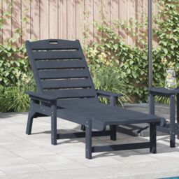 Berkfield Home Sun Lounger Navy Blue 53x162x98.5 cm HDPE - thumbnail 1
