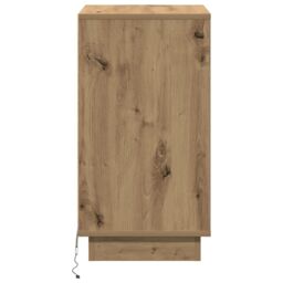 Berkfield Home Bedside Cabinet with LED Artisan Oak 39x34.5x65 cm Engineered Wood in Brown - thumbnail 7