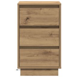 Berkfield Home Bedside Cabinet with LED Artisan Oak 39x34.5x65 cm Engineered Wood in Brown - thumbnail 6