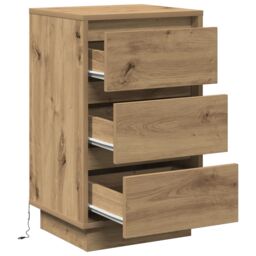 Berkfield Home Bedside Cabinet with LED Artisan Oak 39x34.5x65 cm Engineered Wood in Brown - thumbnail 5