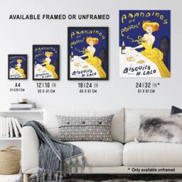 "Artery8 Almond Biscuits Vintage Advert Vintage Wall Art Print Cappiello in Blue - Size: W18"" x H24""" - thumbnail 3