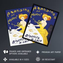 "Artery8 Almond Biscuits Vintage Advert Vintage Wall Art Print Cappiello in Blue - Size: W18"" x H24""" - thumbnail 2