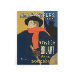 "Artery8 Ambassadeurs Aristide Bruant Canvas Wall Art Print Lautrec in Blue - Size: W18"" x H24""" - thumbnail 1