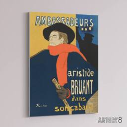 "Artery8 Ambassadeurs Aristide Bruant Canvas Wall Art Print Lautrec in Blue - Size: W18"" x H24""" - thumbnail 2